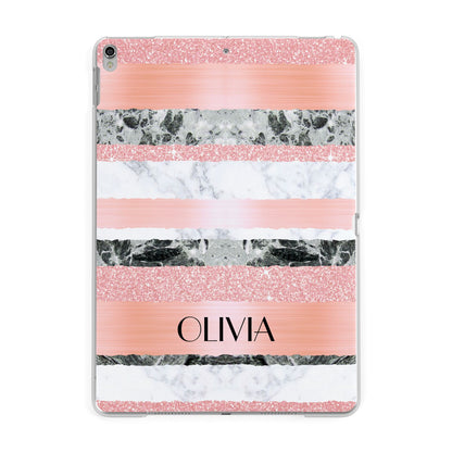 Personalised Marble Name Text Custom Apple iPad Silver Case