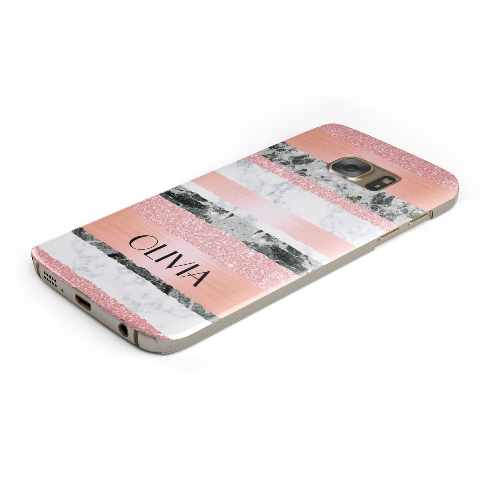 Personalised Marble Name Text Custom Protective Samsung Galaxy Case Angled Image