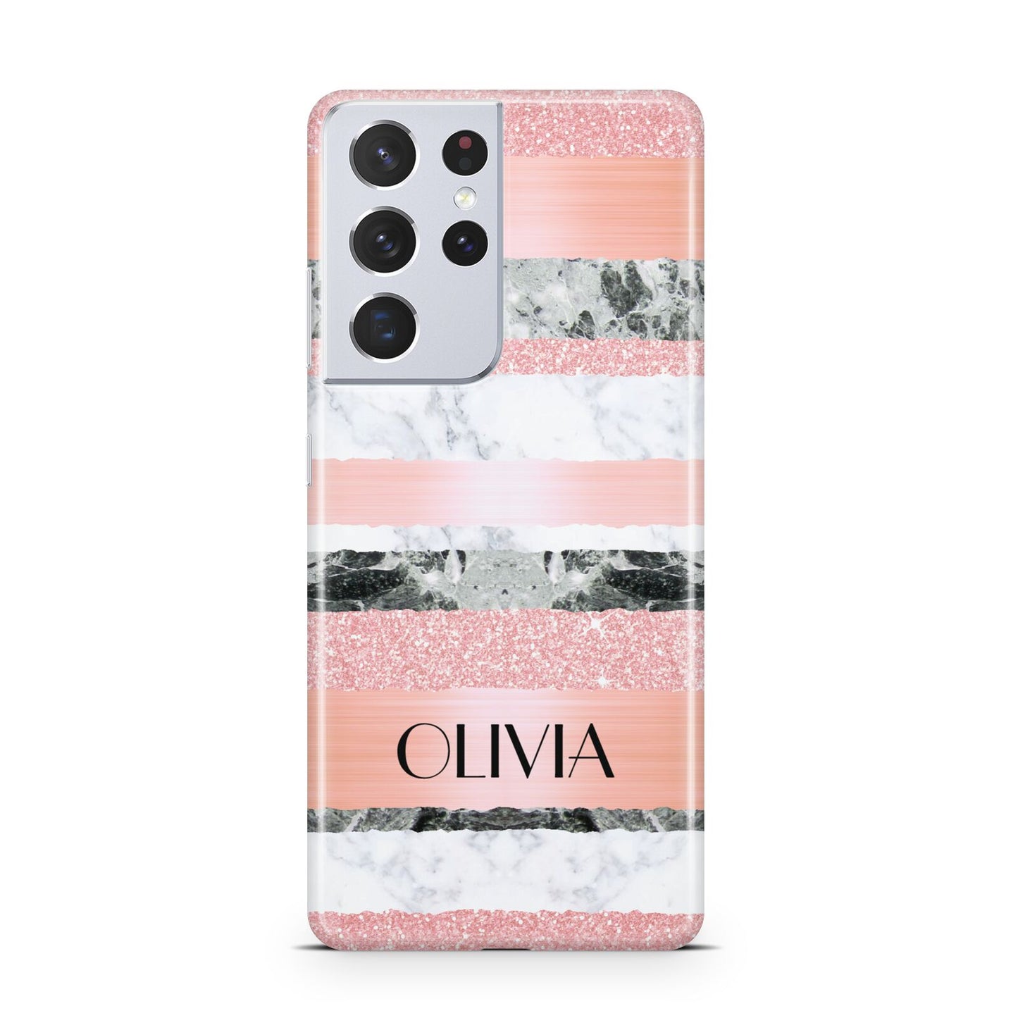 Personalised Marble Name Text Custom Samsung S21 Ultra Case