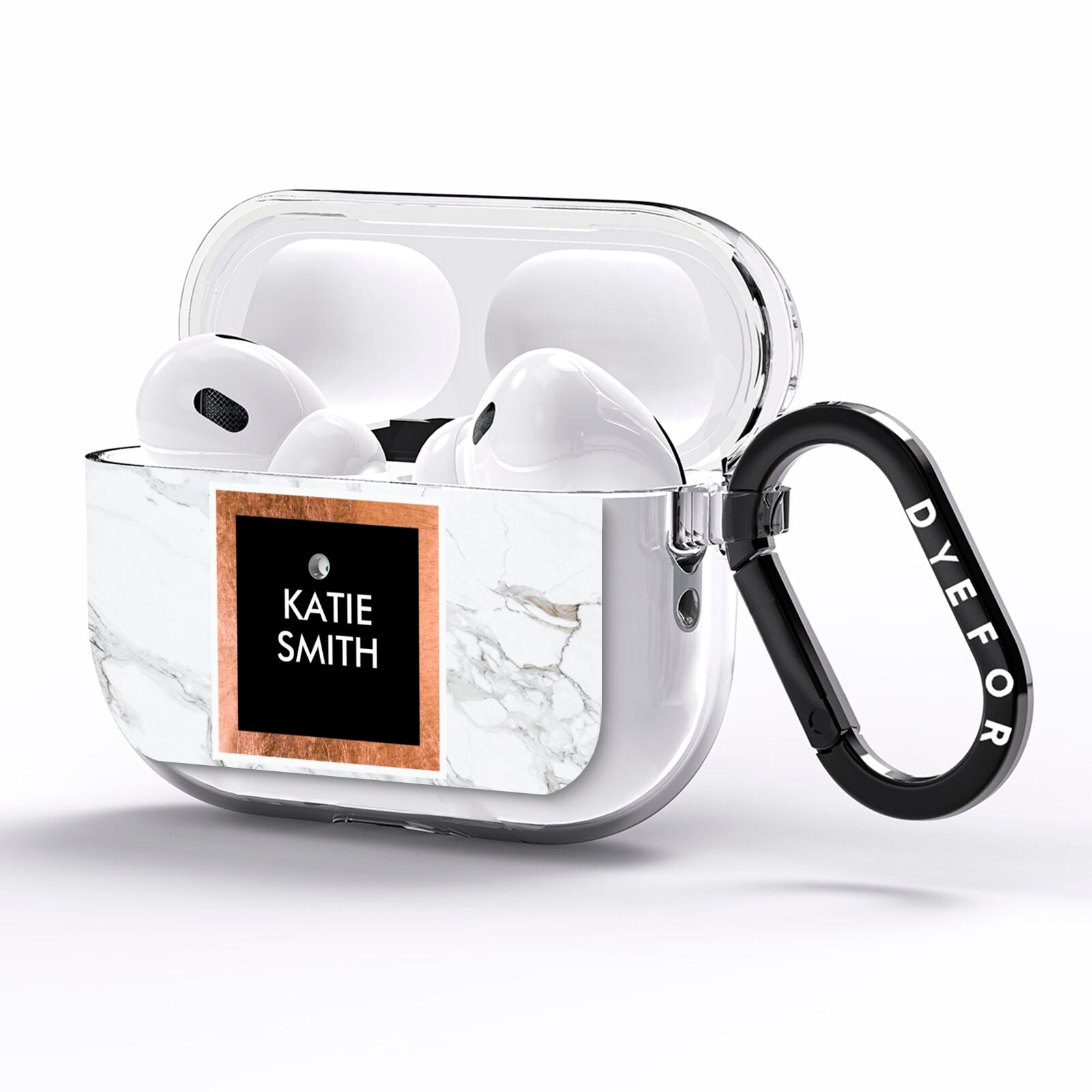 Personalised Marble Name Text Initials AirPods Pro Clear Case Side Image