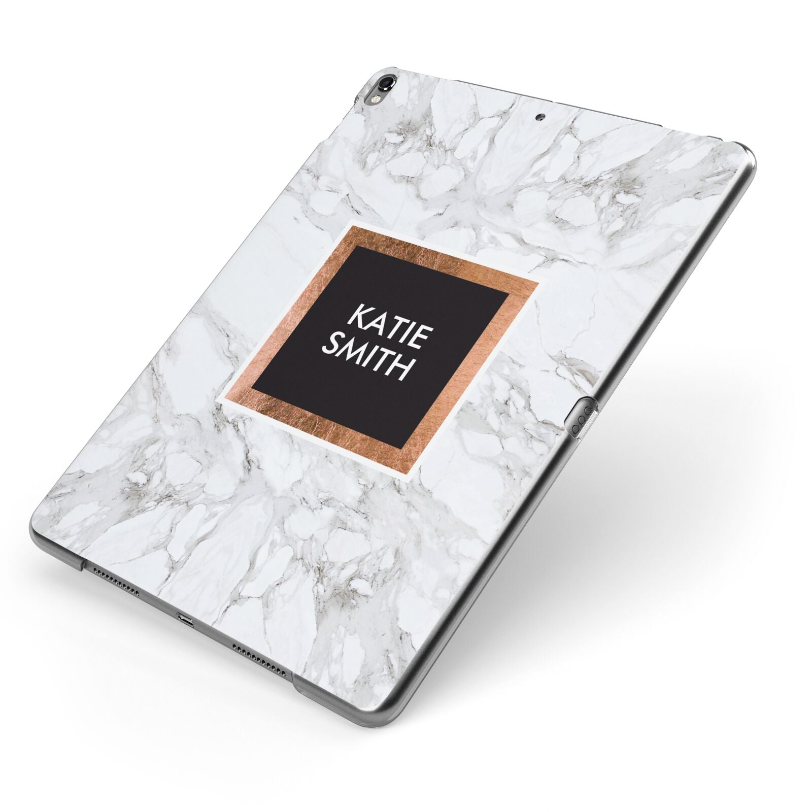 Personalised Marble Name Text Initials Apple iPad Case on Grey iPad Side View