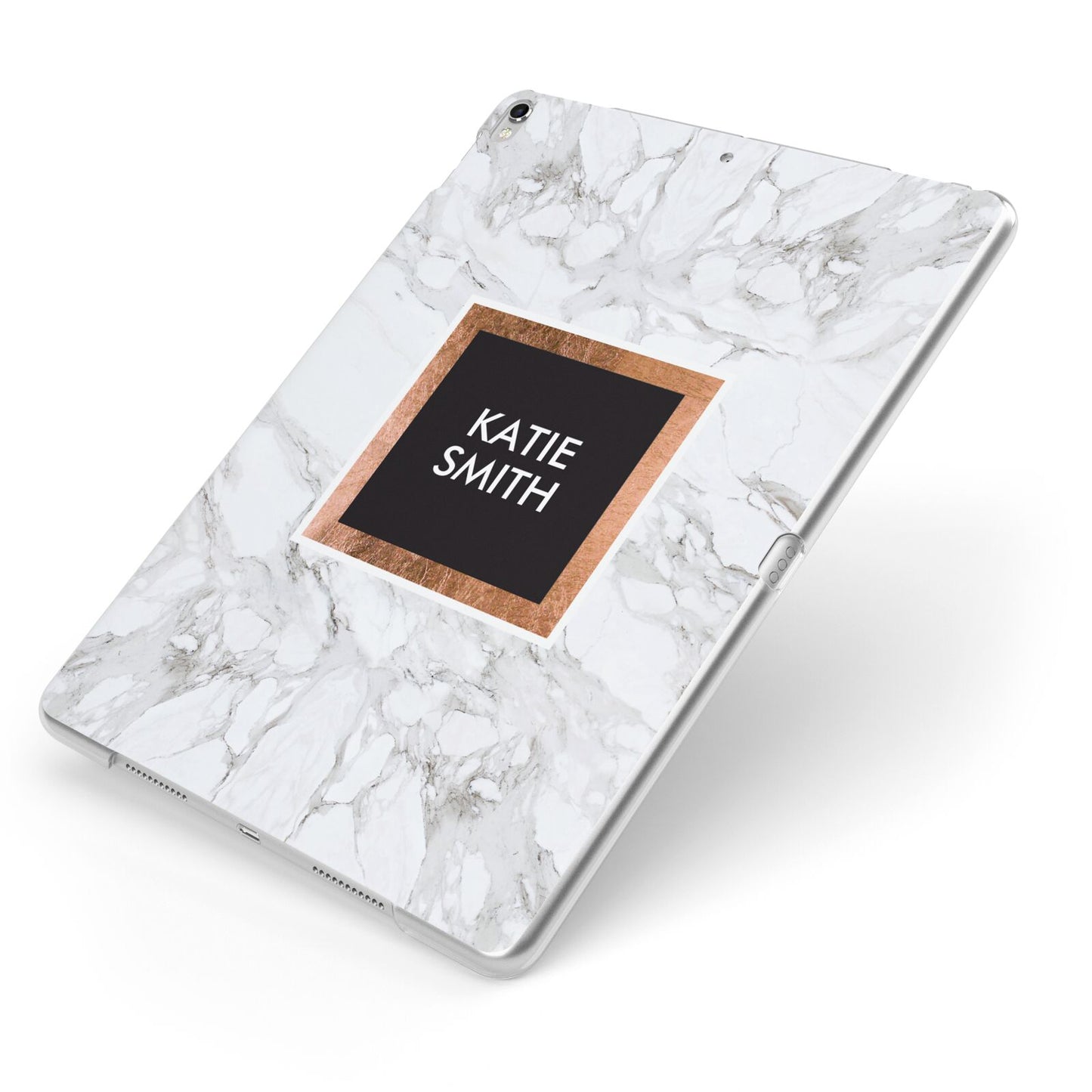 Personalised Marble Name Text Initials Apple iPad Case on Silver iPad Side View