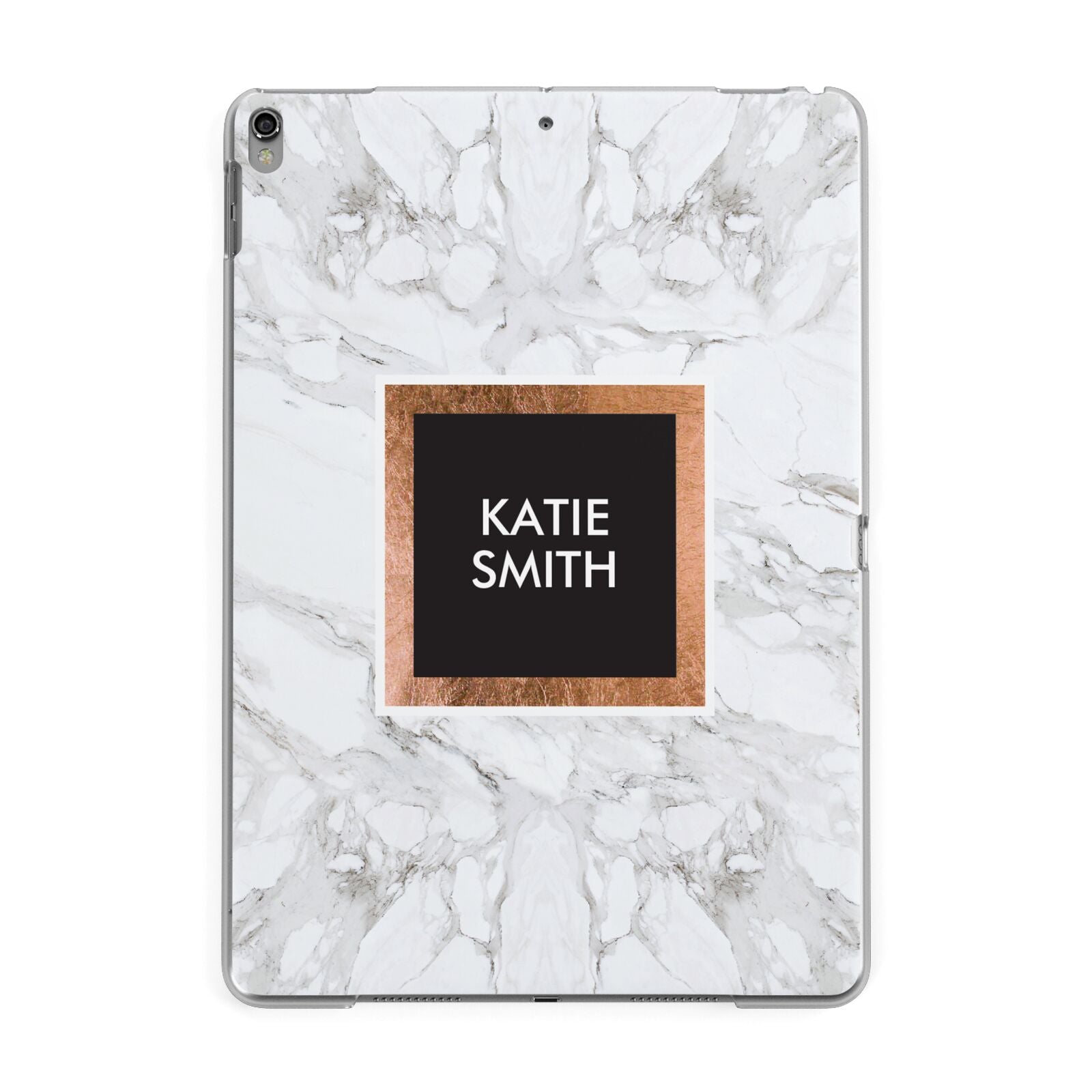 Personalised Marble Name Text Initials Apple iPad Grey Case