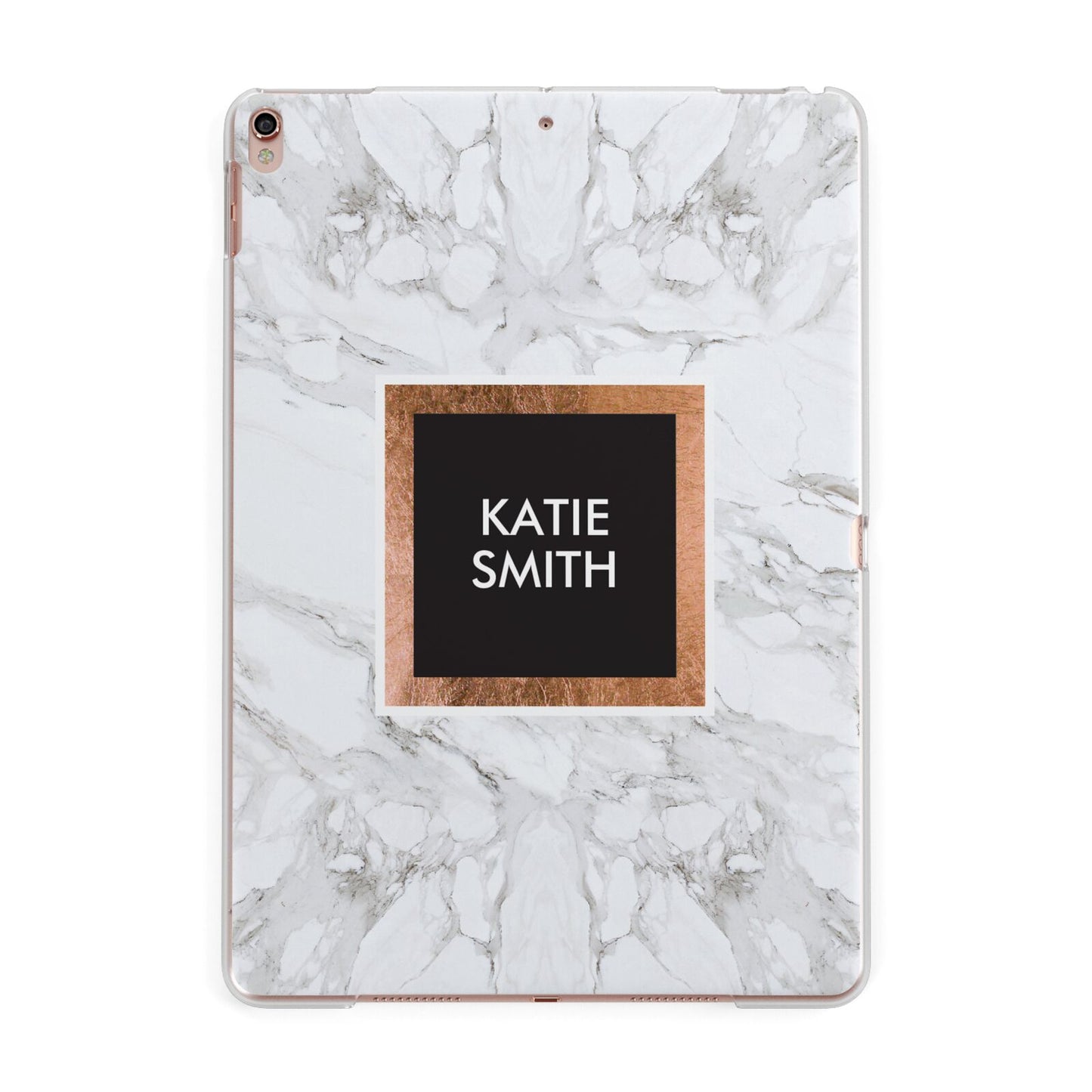 Personalised Marble Name Text Initials Apple iPad Rose Gold Case