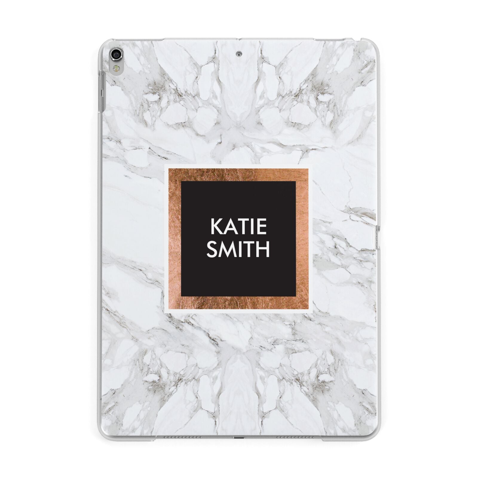 Personalised Marble Name Text Initials Apple iPad Silver Case