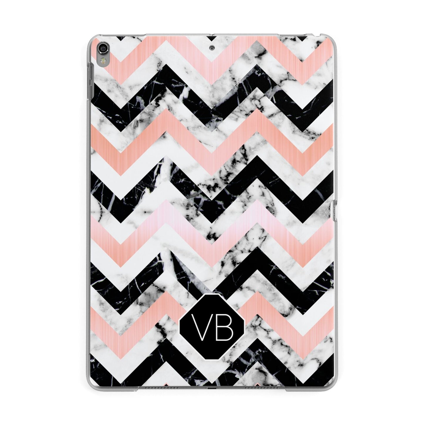 Personalised Marble Pattern Initials Apple iPad Grey Case