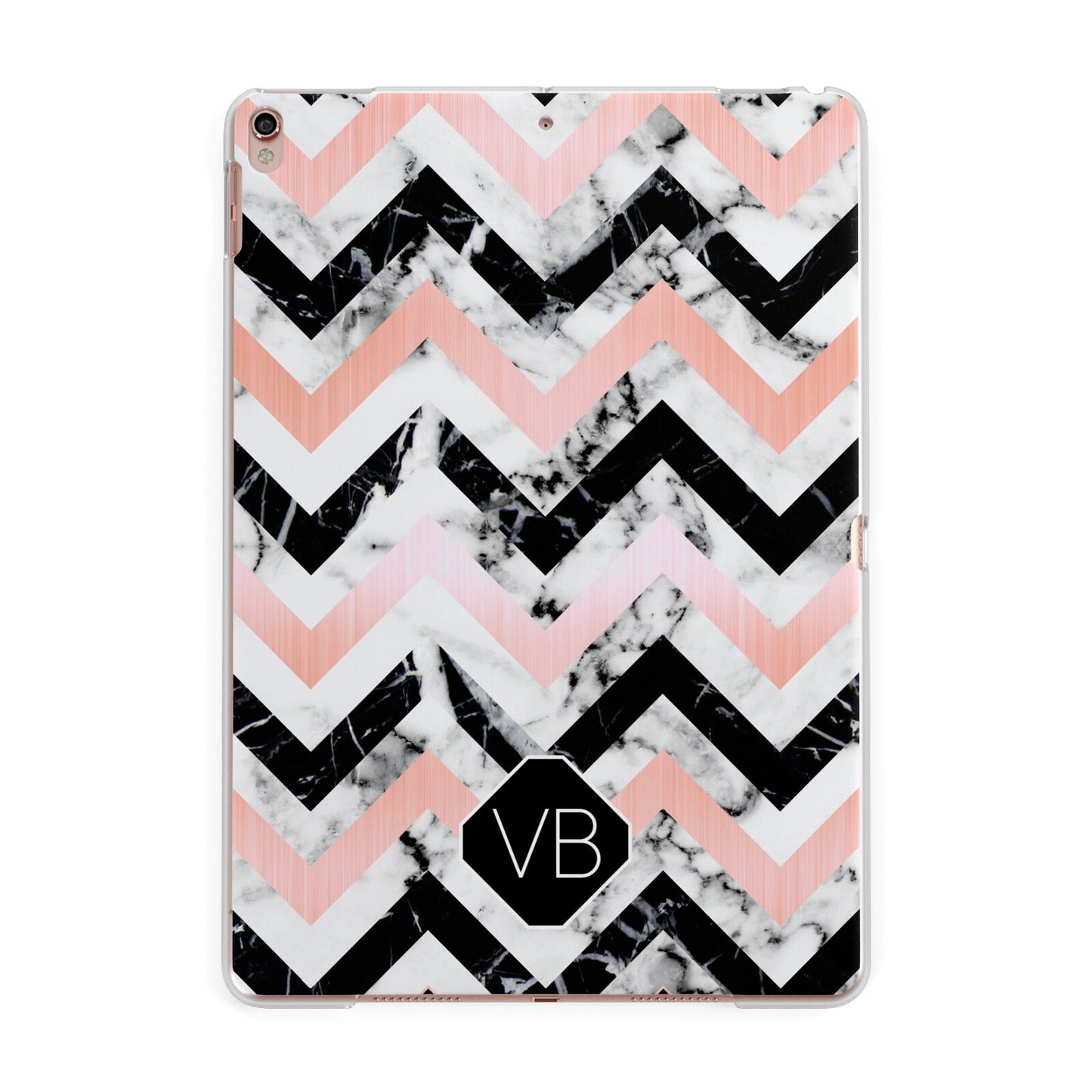 Personalised Marble Pattern Initials Apple iPad Rose Gold Case