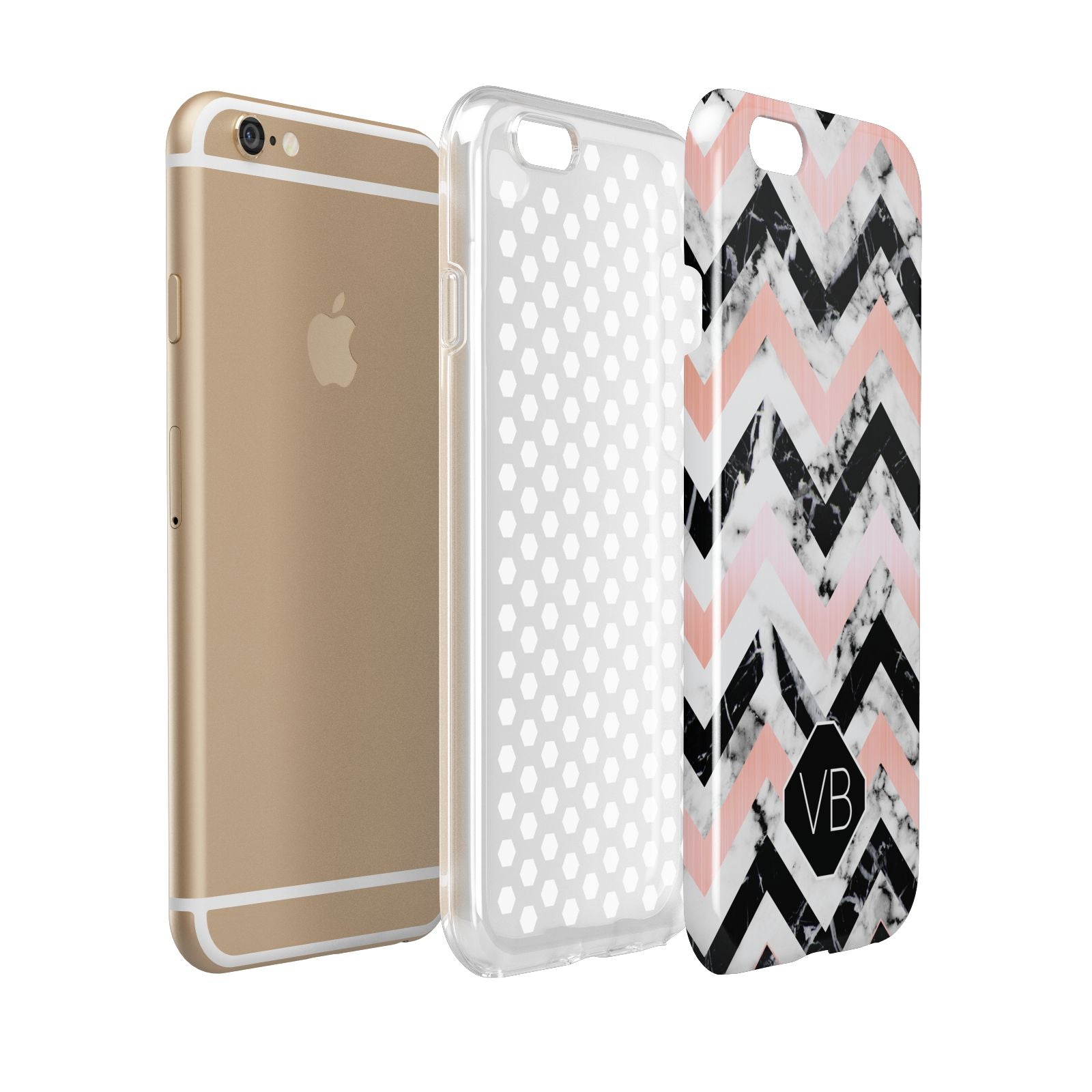 Personalised Marble Pattern Initials Apple iPhone 6 3D Tough Case Expanded view