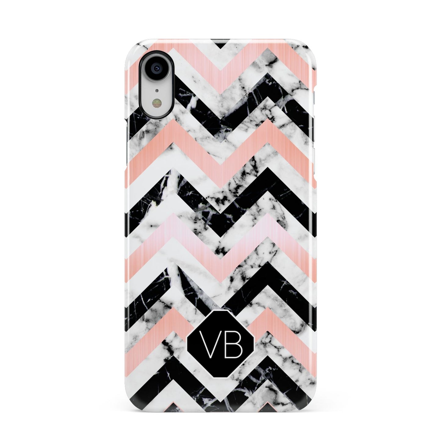 Personalised Marble Pattern Initials Apple iPhone XR White 3D Snap Case