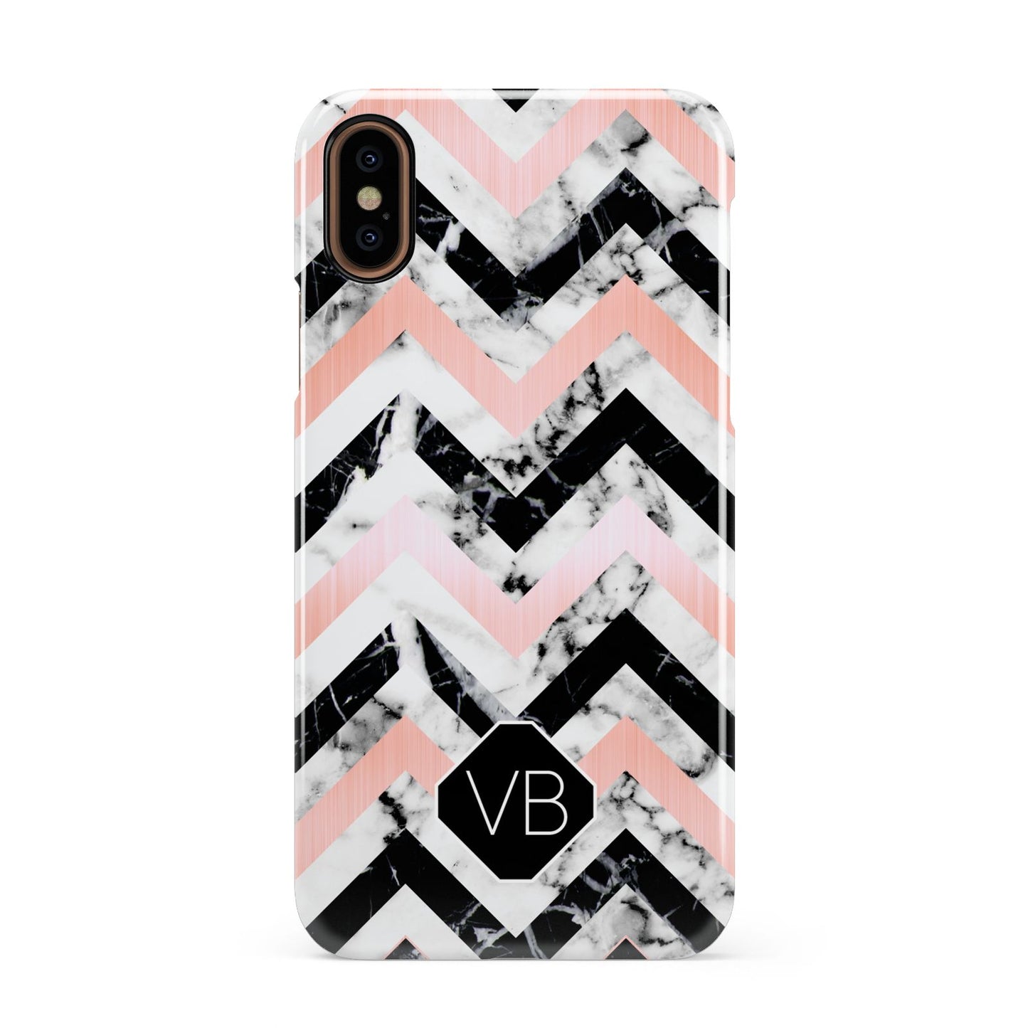 Personalised Marble Pattern Initials Apple iPhone XS 3D Snap Case