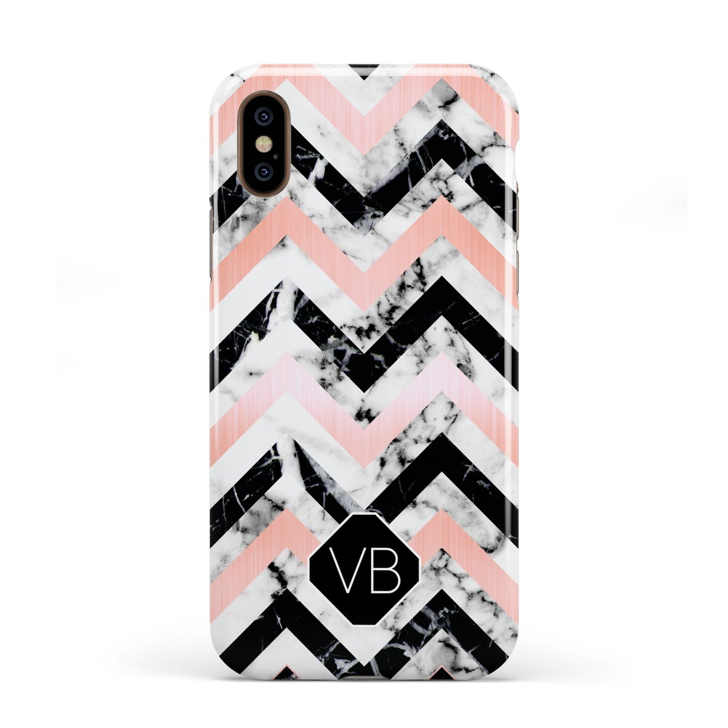 Personalised Marble Pattern Initials Apple iPhone XS 3D Tough