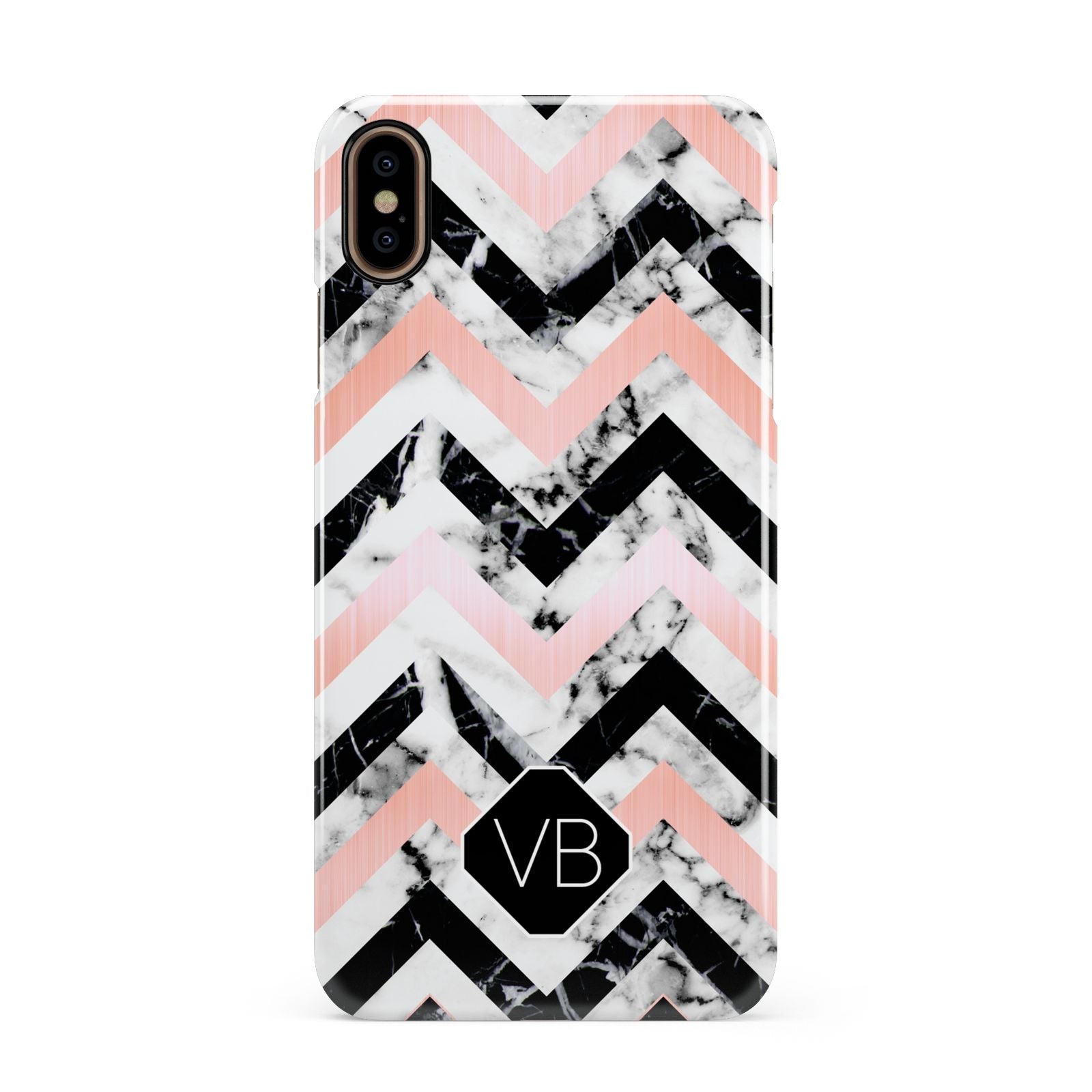 Personalised Marble Pattern Initials Apple iPhone Xs Max 3D Snap Case