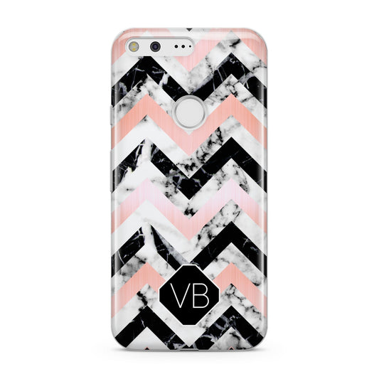 Personalised Marble Pattern Initials Google Pixel Case