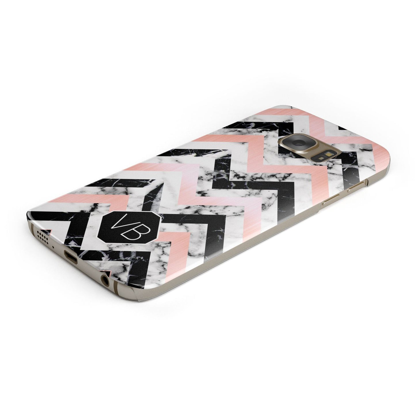 Personalised Marble Pattern Initials Samsung Galaxy Case Bottom Cutout