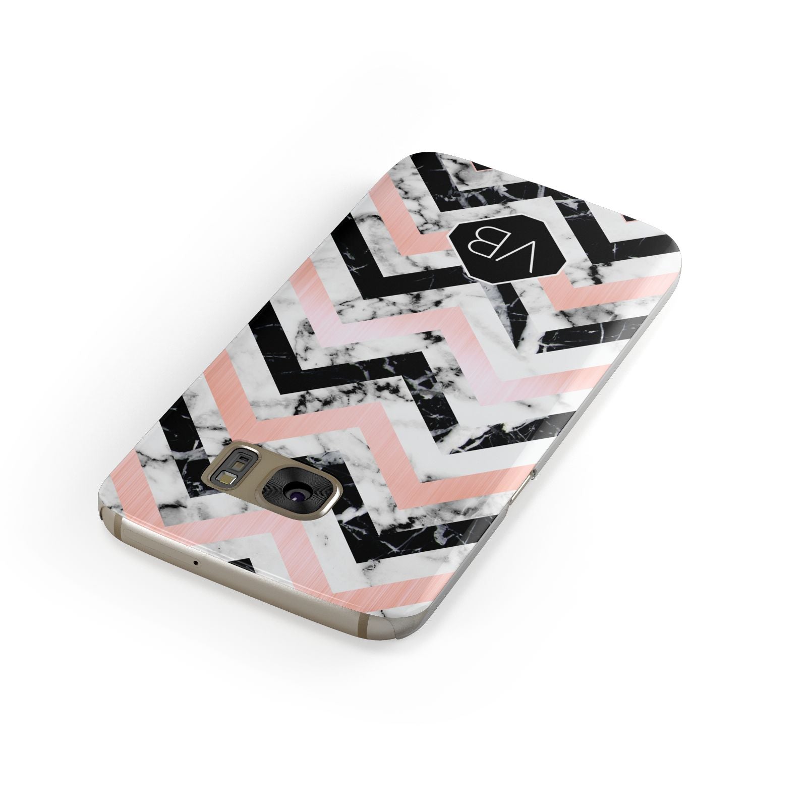 Personalised Marble Pattern Initials Samsung Galaxy Case Front Close Up