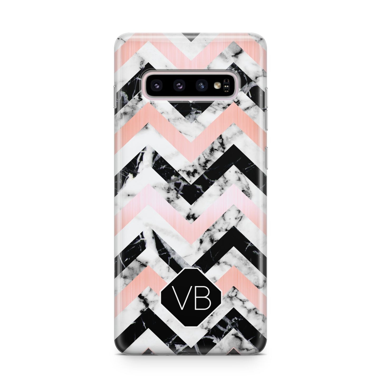 Personalised Marble Pattern Initials Samsung Galaxy S10 Plus Case