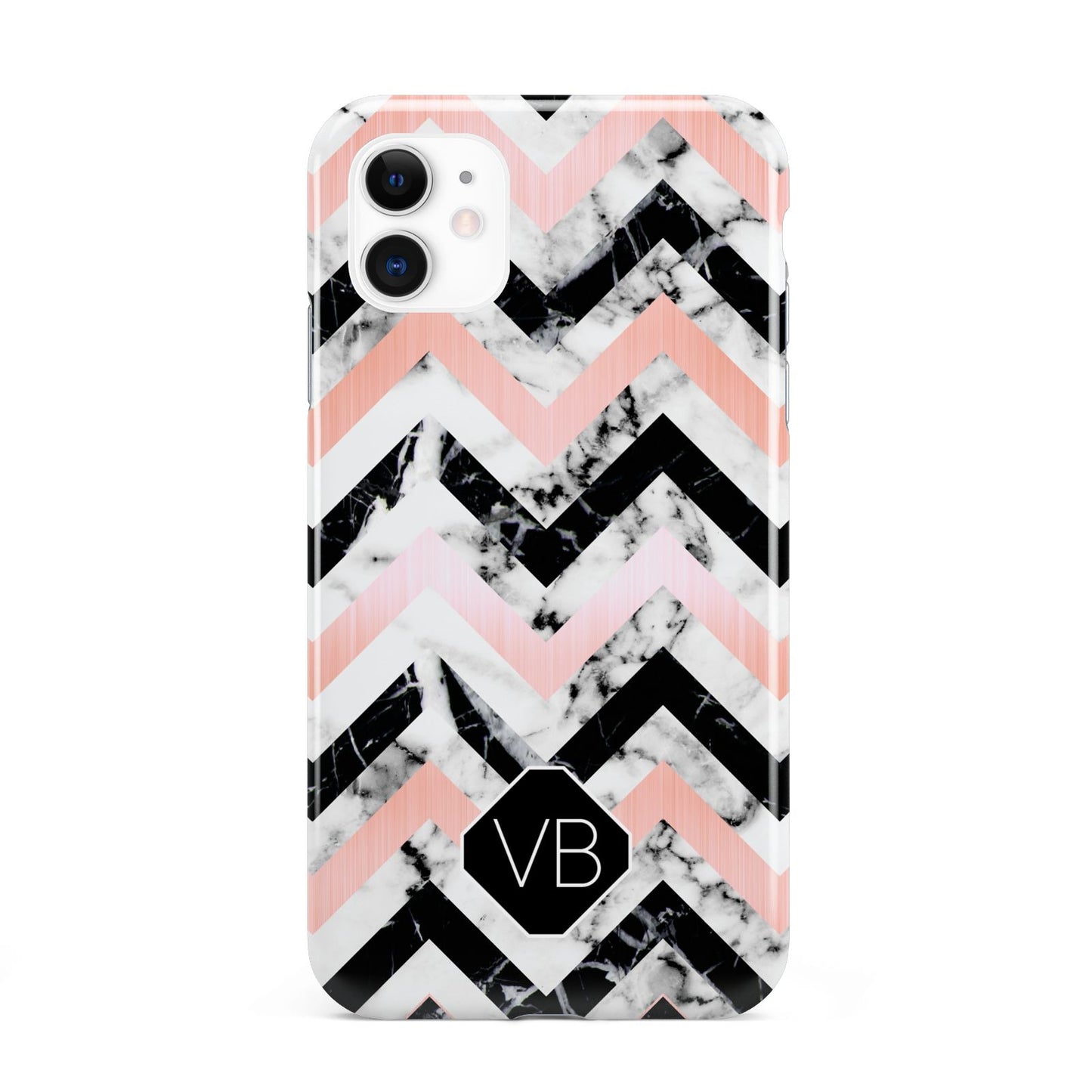 Personalised Marble Pattern Initials iPhone 11 3D Tough Case