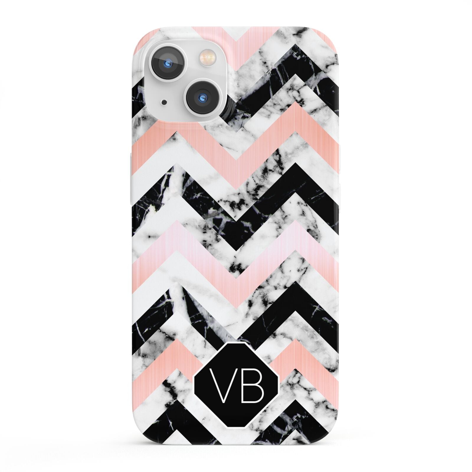 Personalised Marble Pattern Initials iPhone 13 Full Wrap 3D Snap Case