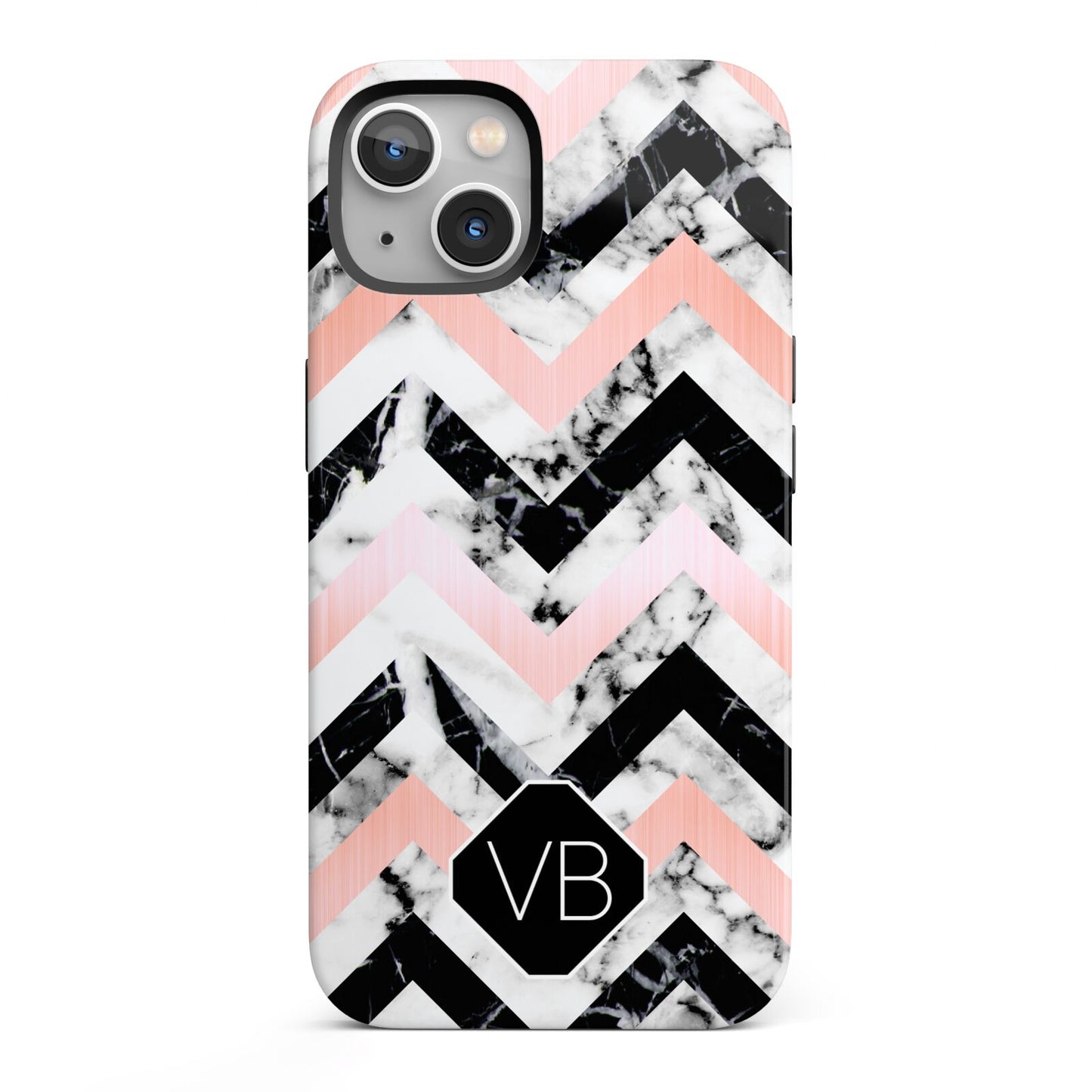 Personalised Marble Pattern Initials iPhone 13 Full Wrap 3D Tough Case