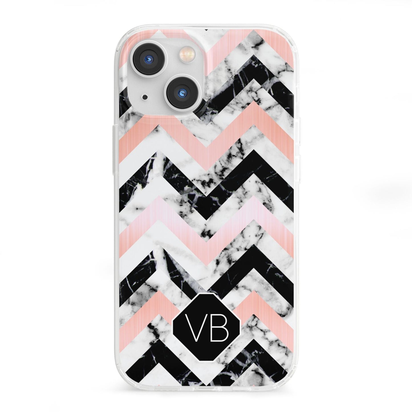 Personalised Marble Pattern Initials iPhone 13 Mini Clear Bumper Case