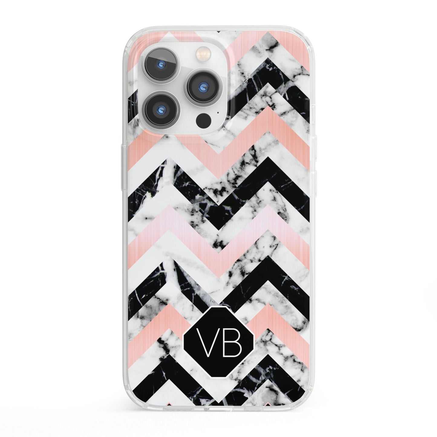 Personalised Marble Pattern Initials iPhone 13 Pro Clear Bumper Case