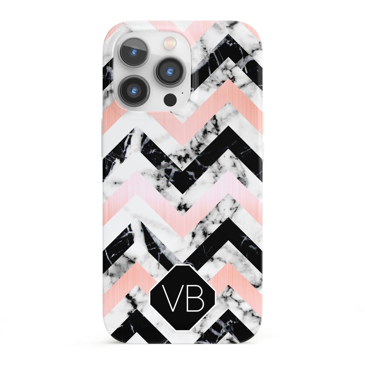 Personalised Marble Pattern Initials iPhone 13 Pro Full Wrap 3D Snap Case