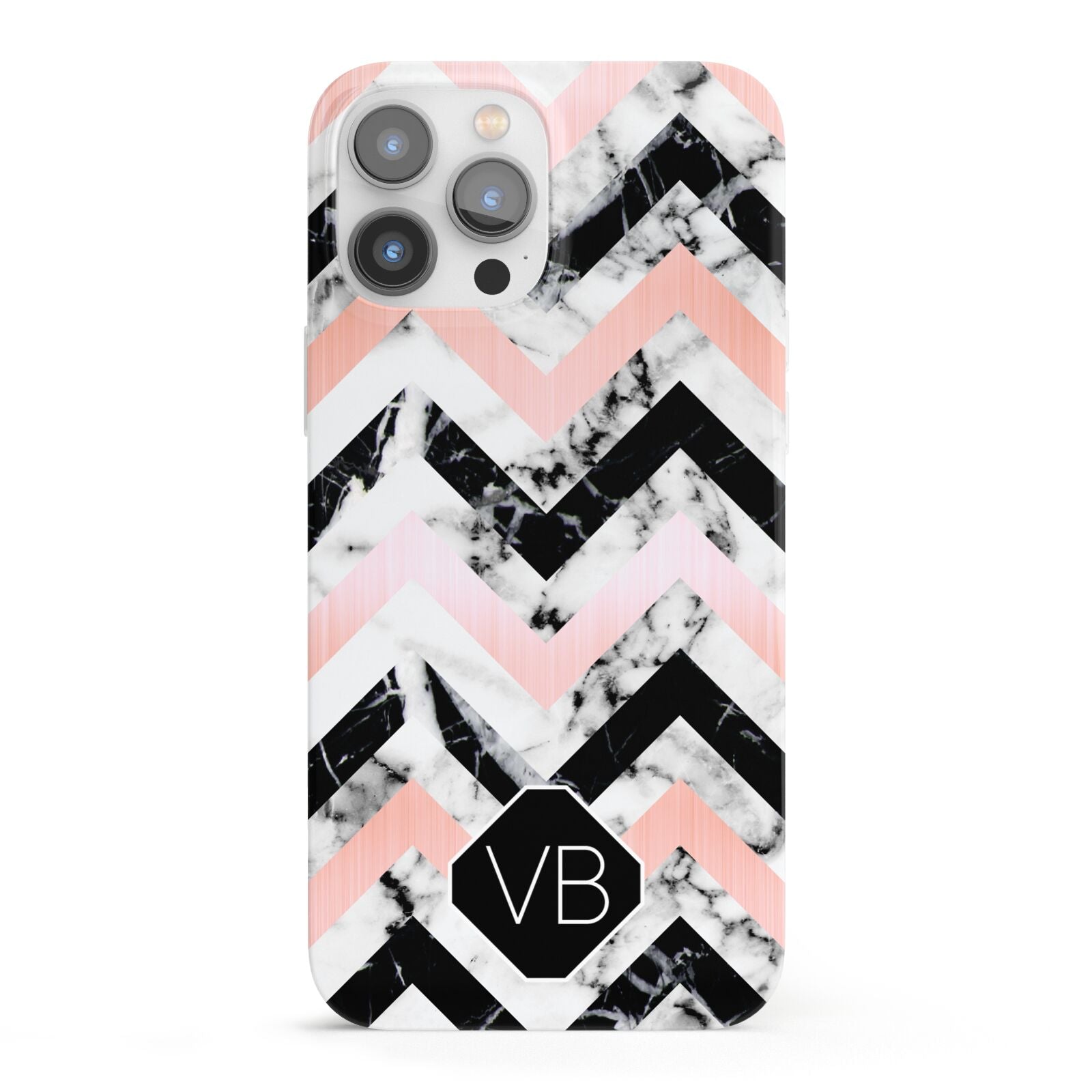 Personalised Marble Pattern Initials iPhone 13 Pro Max Full Wrap 3D Snap Case