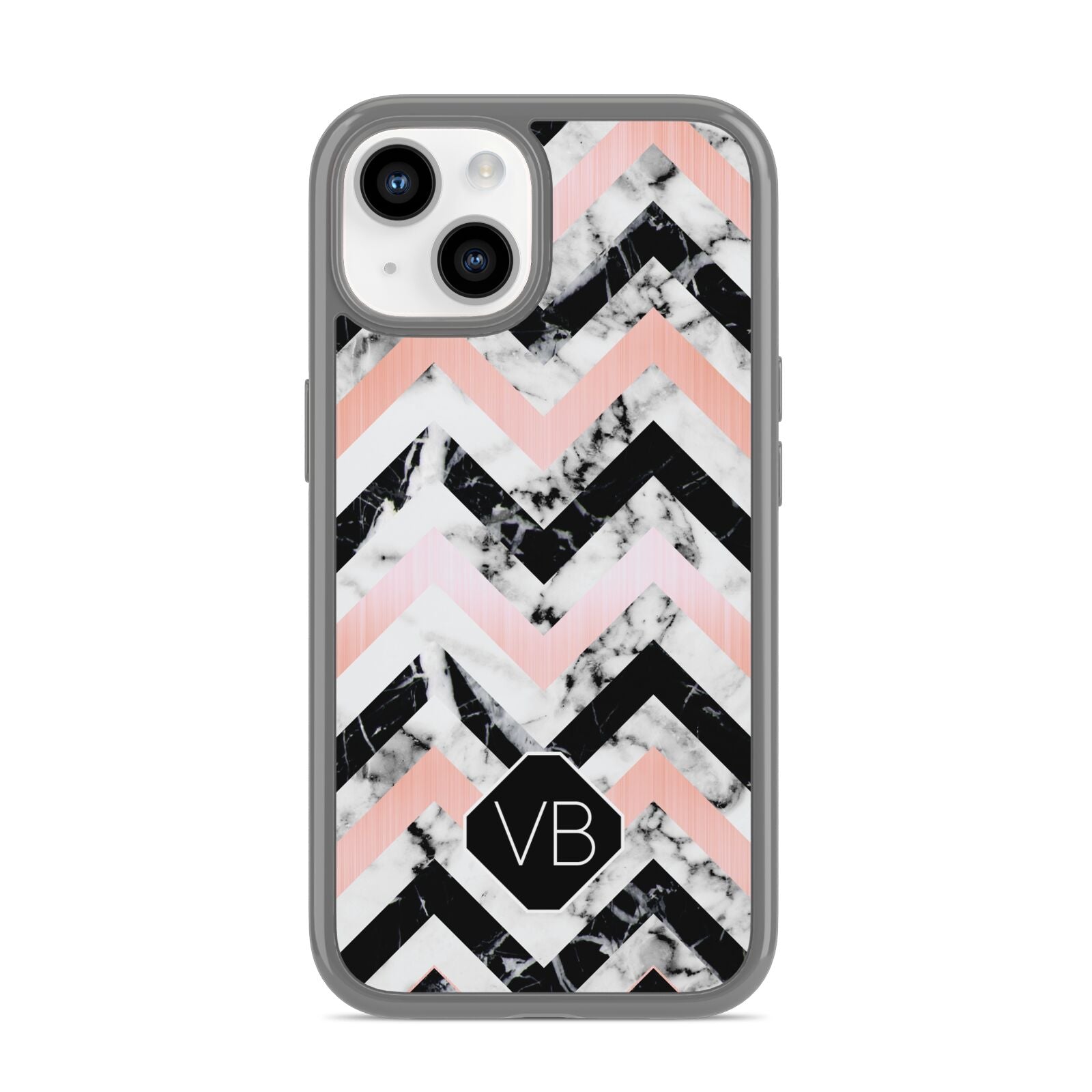 Personalised Marble Pattern Initials iPhone 14 Clear Tough Case Starlight