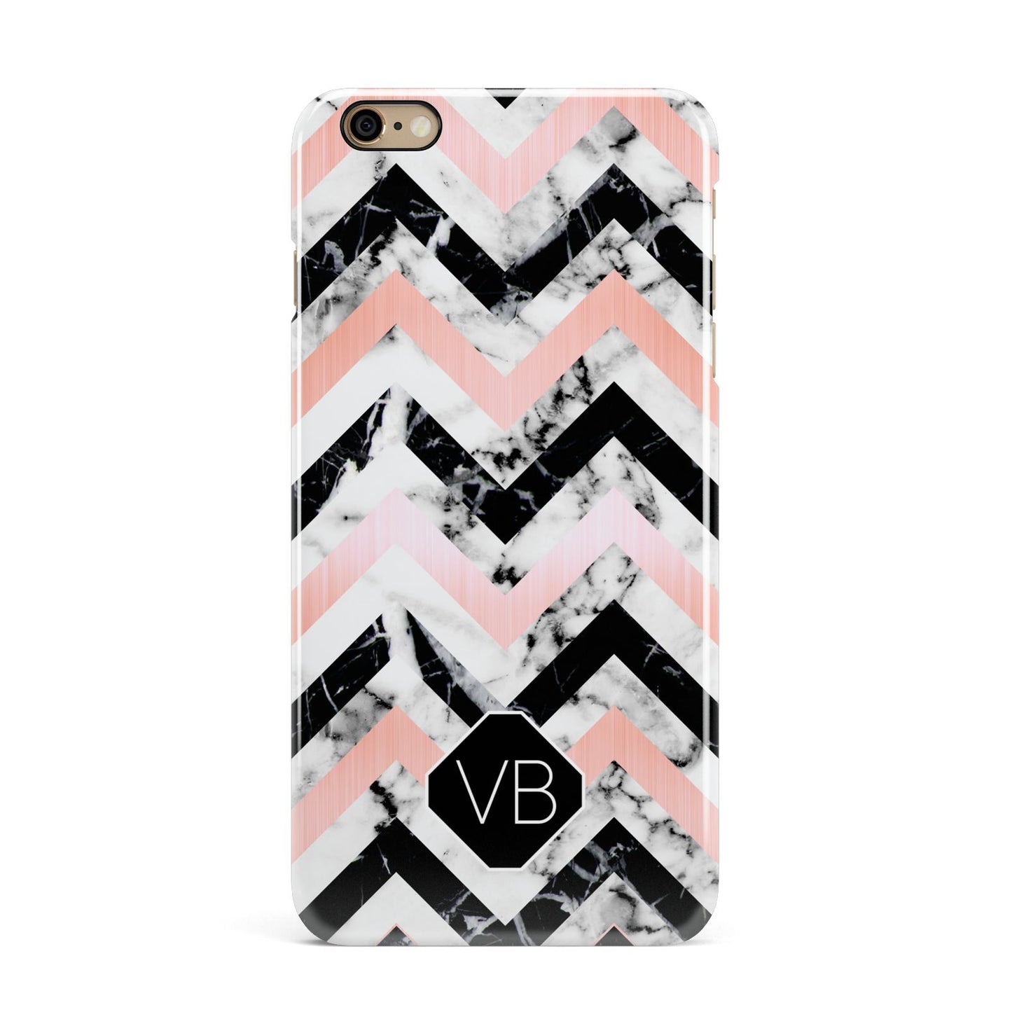 Personalised Marble Pattern Initials iPhone 6 Plus 3D Snap Case on Gold Phone