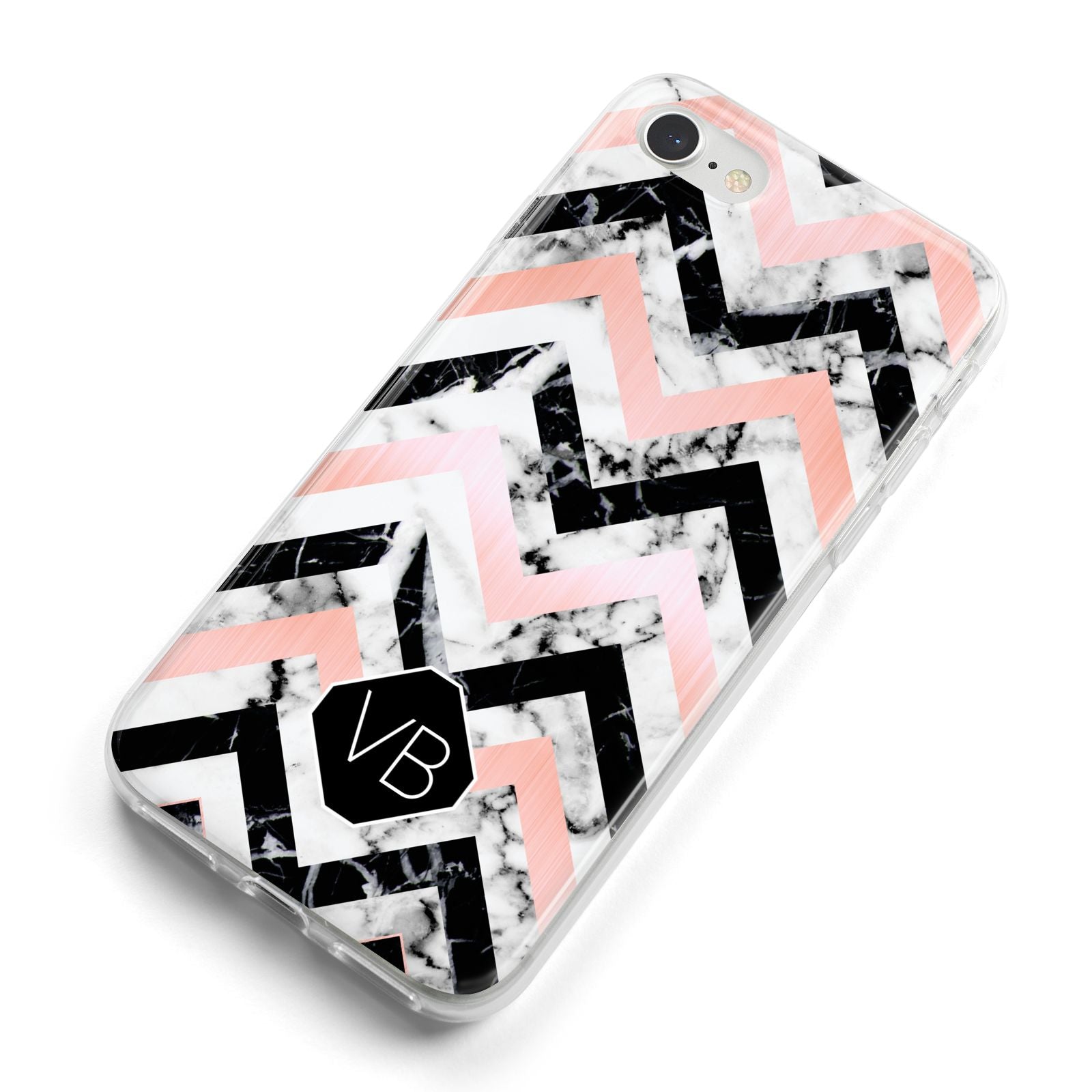 Personalised Marble Pattern Initials iPhone 8 Bumper Case on Silver iPhone Alternative Image