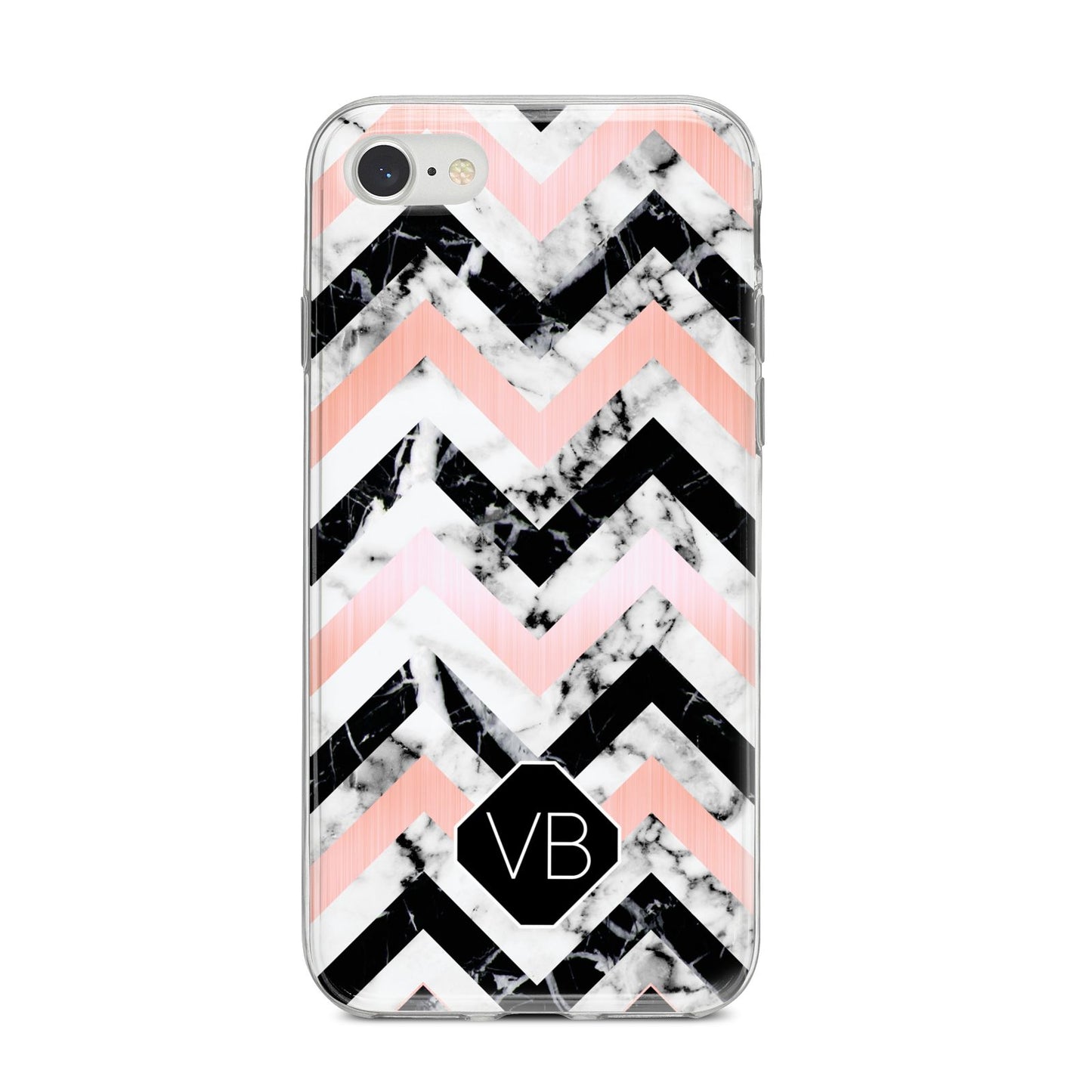 Personalised Marble Pattern Initials iPhone 8 Bumper Case on Silver iPhone