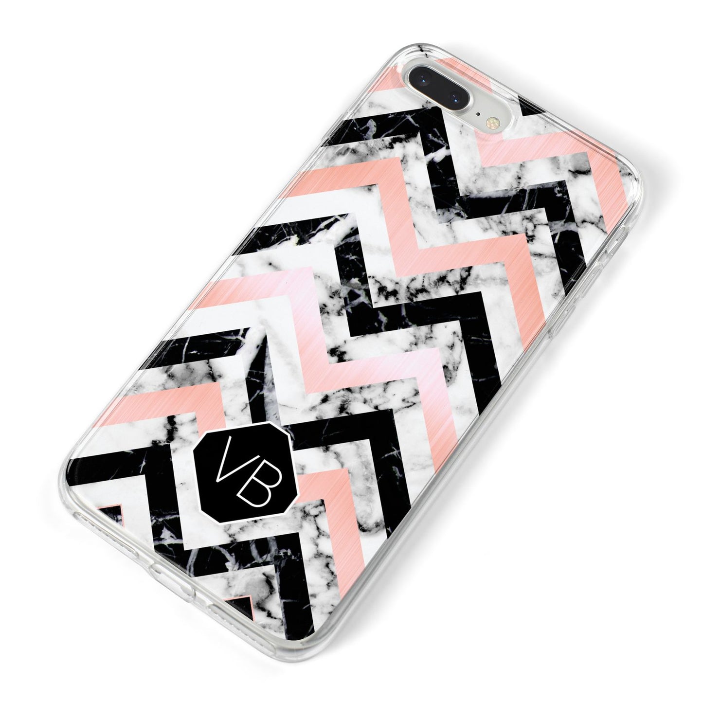 Personalised Marble Pattern Initials iPhone 8 Plus Bumper Case on Silver iPhone Alternative Image