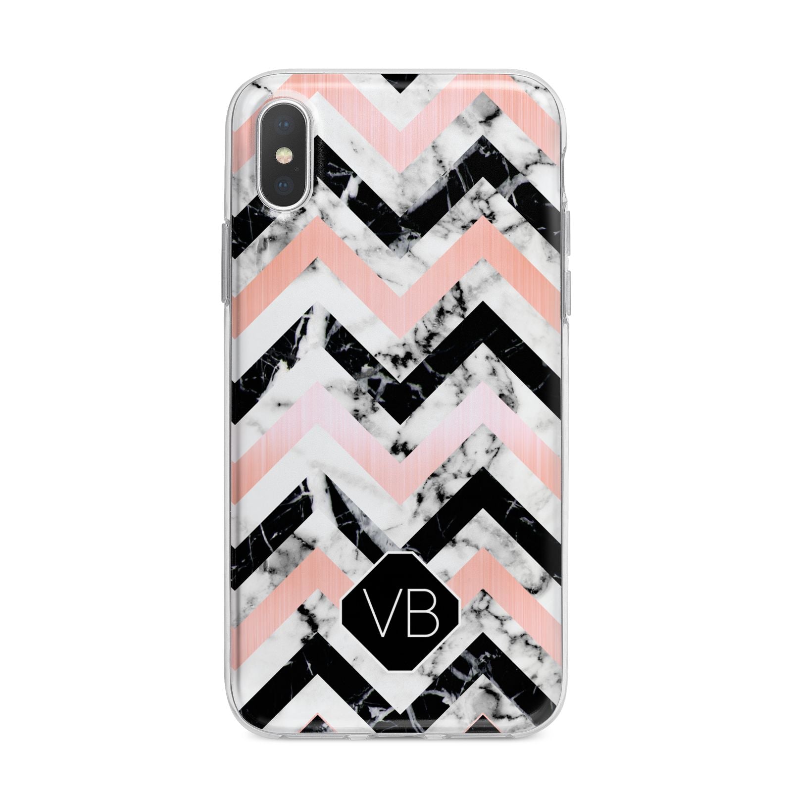 Personalised Marble Pattern Initials iPhone X Bumper Case on Silver iPhone Alternative Image 1