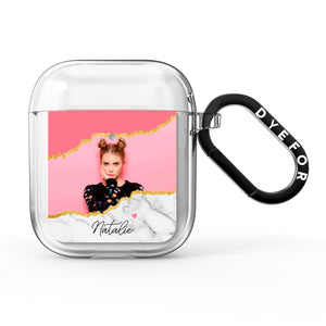 Personalised Marble Photo AirPods Case