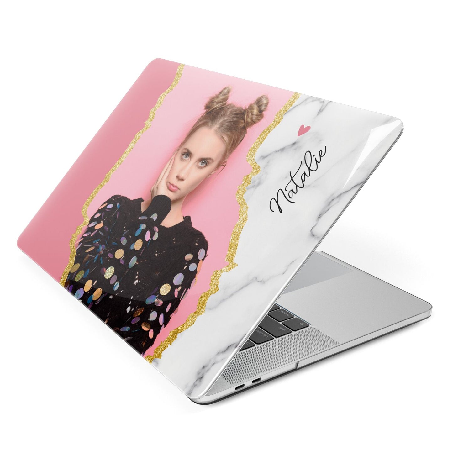 Personalised Marble Photo Apple MacBook Case Side View