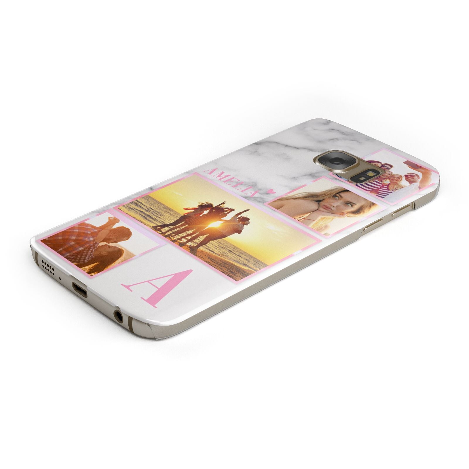 Personalised Marble Photo Collage Protective Samsung Galaxy Case Angled Image