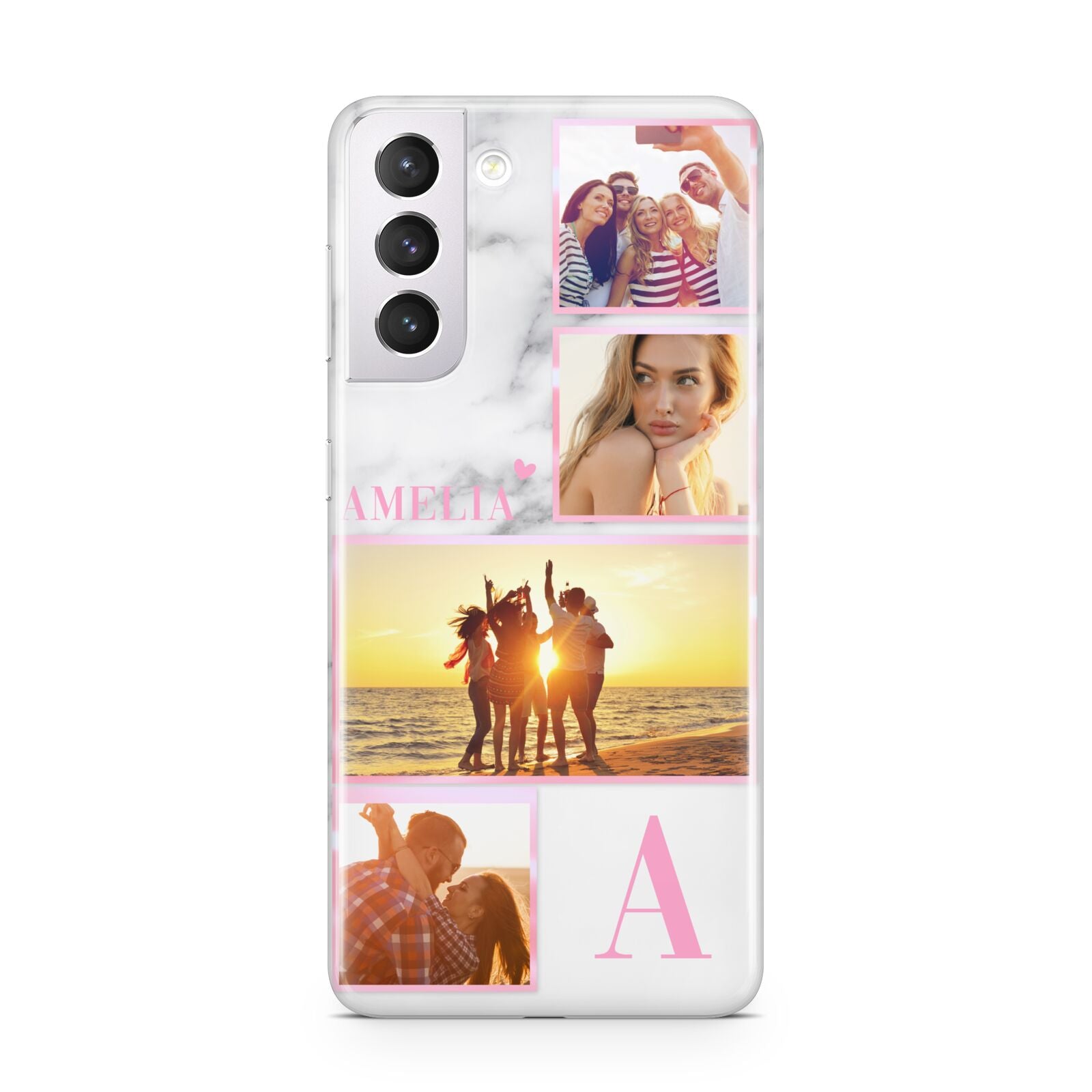 Personalised Marble Photo Collage Samsung S21 Case