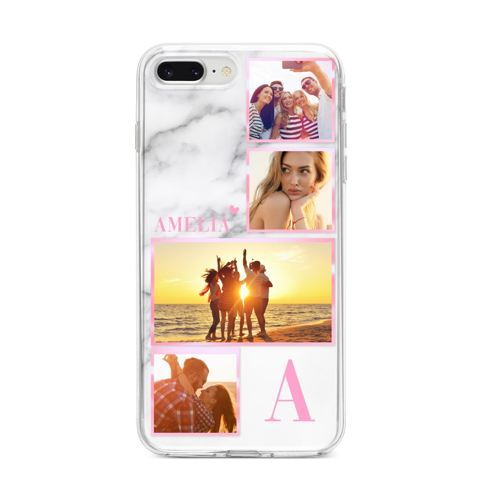 Personalised Marble Photo Collage iPhone 8 Plus Bumper Case on Silver iPhone