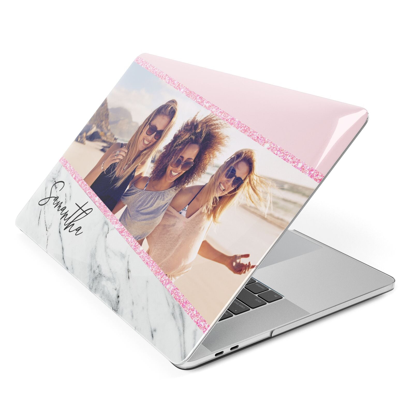 Personalised Marble Photo Name Apple MacBook Case Side View