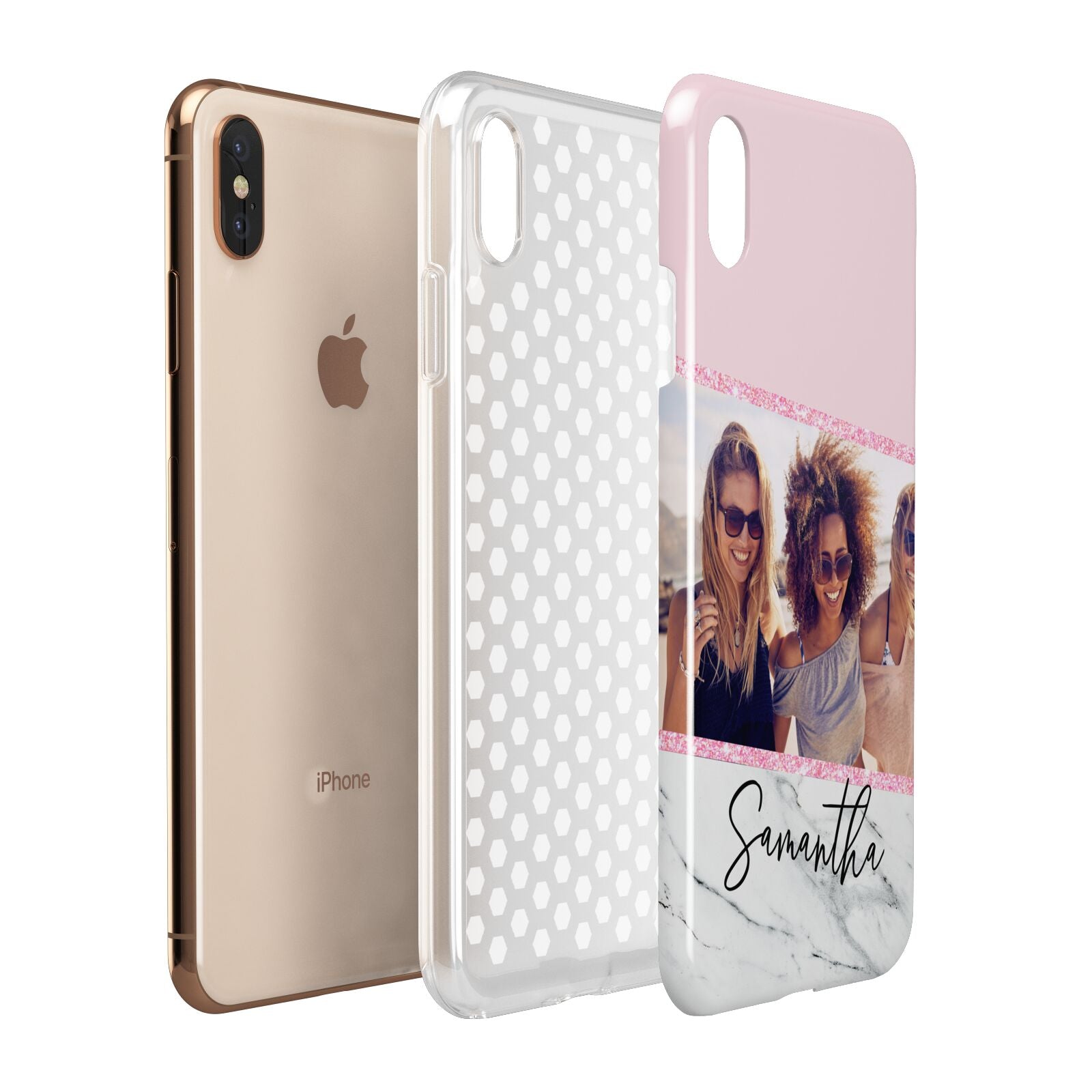 Personalised Marble Photo Name Apple iPhone Xs Max 3D Tough Case Expanded View