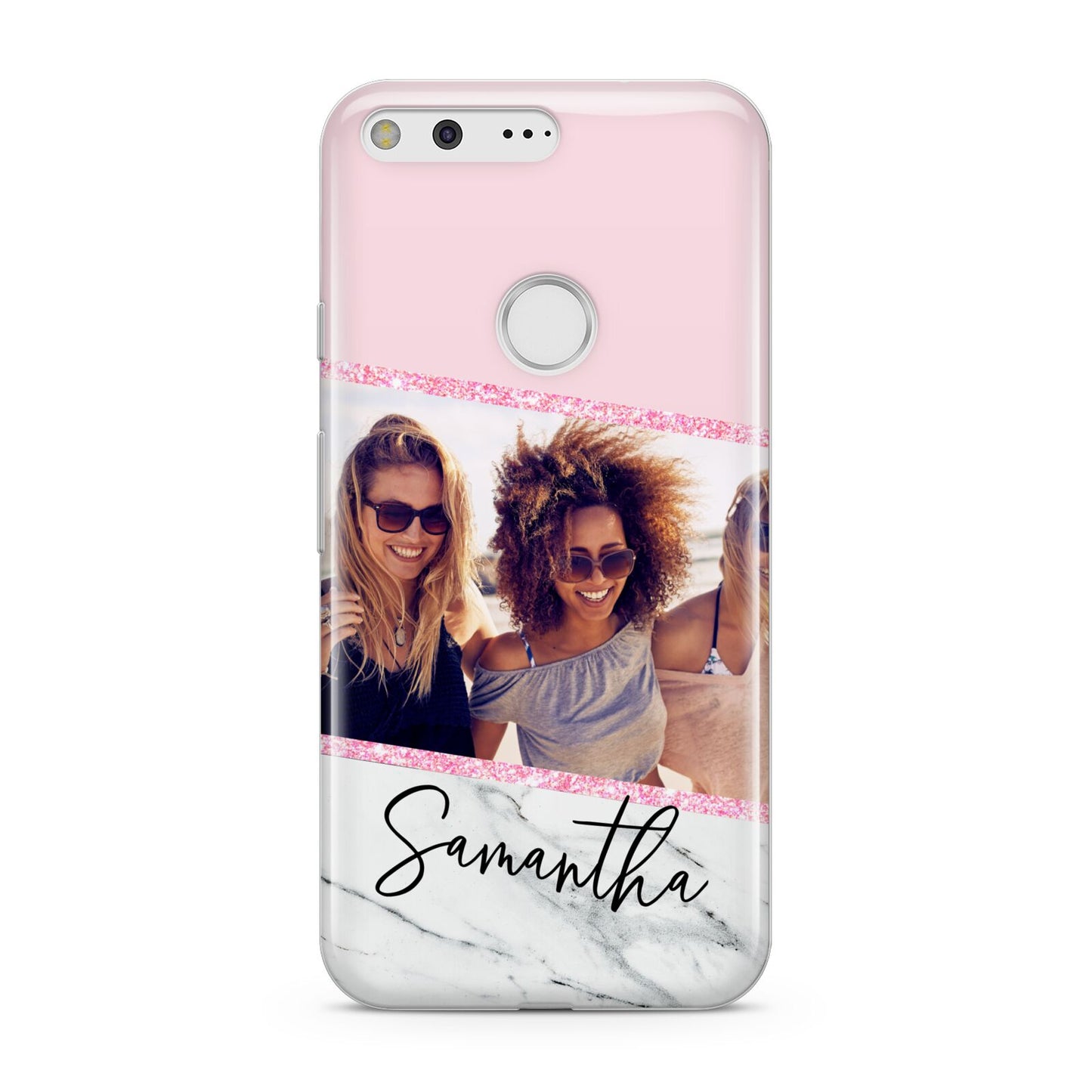 Personalised Marble Photo Name Google Pixel Case