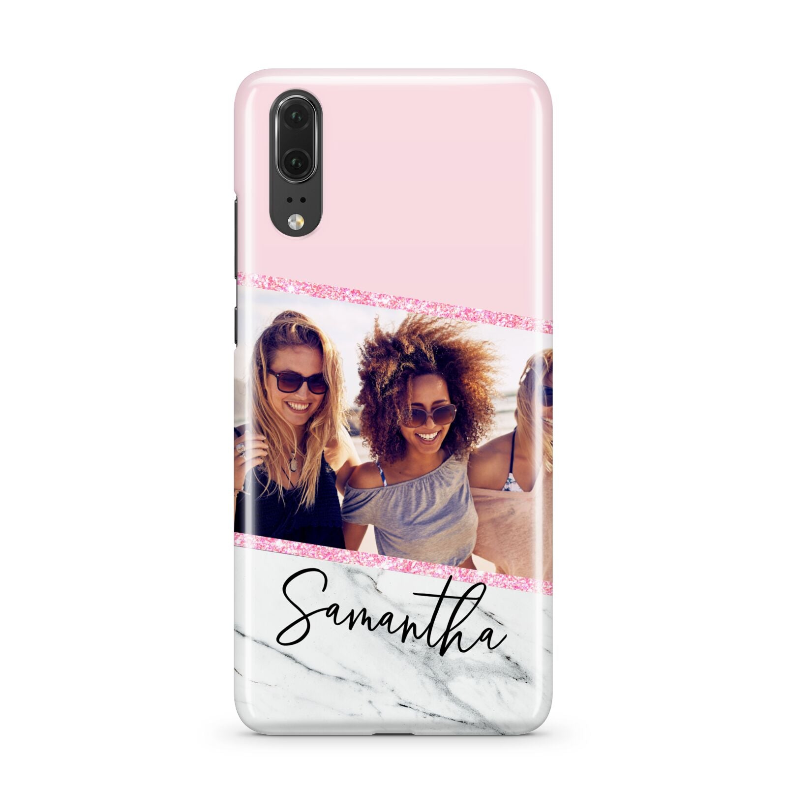 Personalised Marble Photo Name Huawei P20 Phone Case