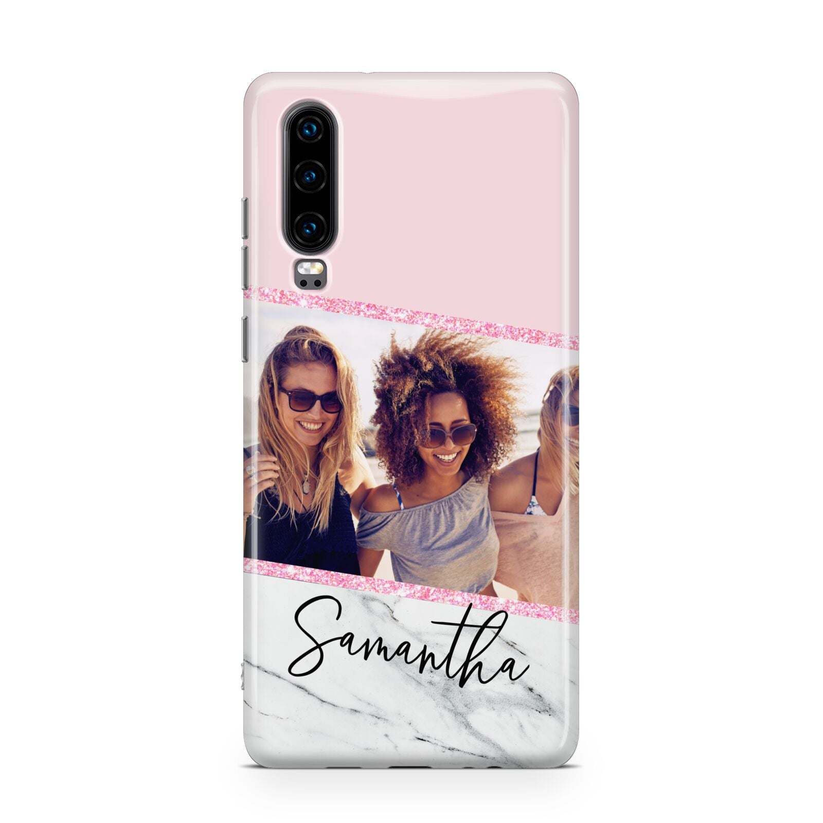 Personalised Marble Photo Name Huawei P30 Phone Case