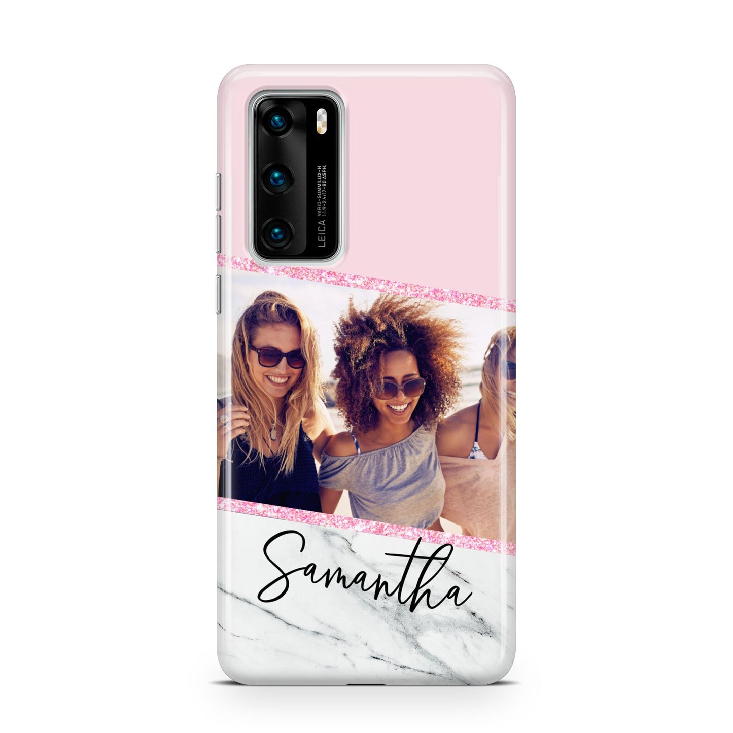 Personalised Marble Photo Name Huawei P40 Phone Case