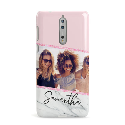 Personalised Marble Photo Name Nokia Case