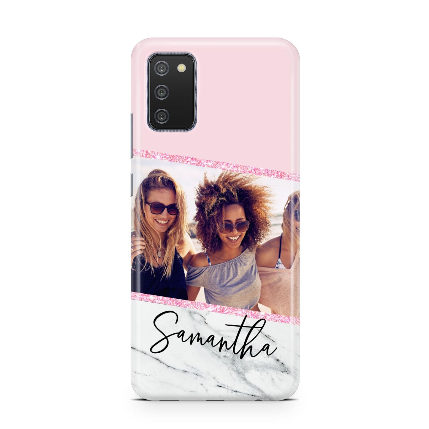 Personalised Marble Photo Name Samsung A02s Case