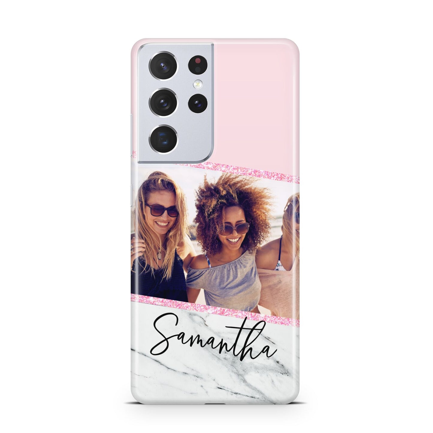 Personalised Marble Photo Name Samsung S21 Ultra Case