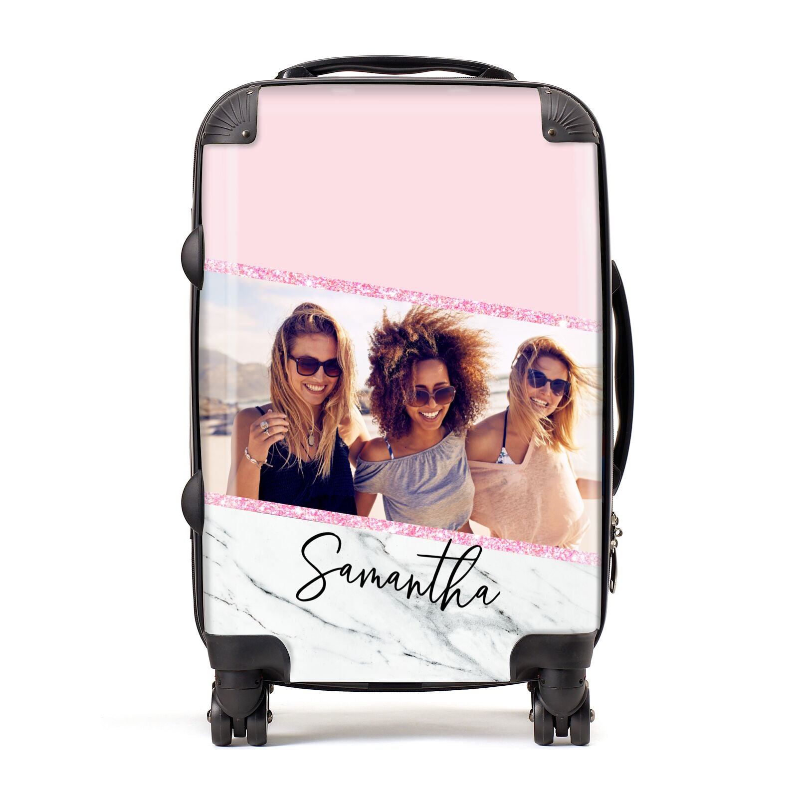 Personalised Marble Photo Name Suitcase