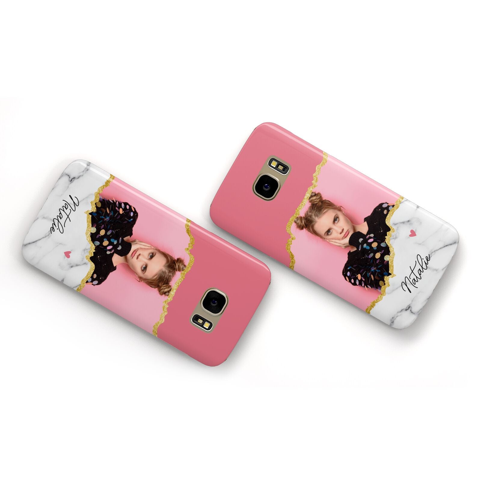 Personalised Marble Photo Samsung Galaxy Case Flat Overview