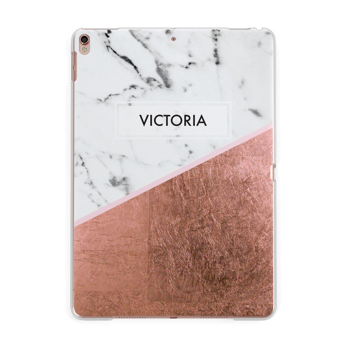 Personalised Marble Rose Gold Name Initials Apple iPad Rose Gold Case